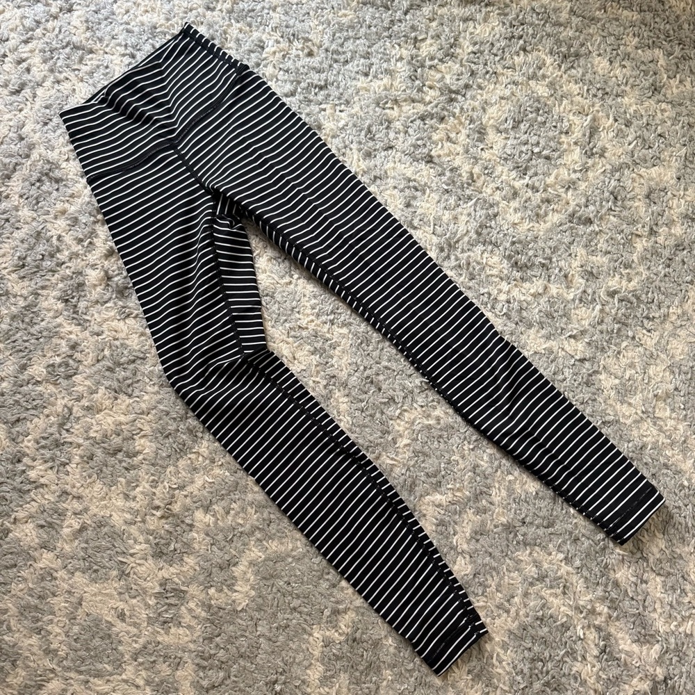 Lululemon Athletica Black and White Striped Leggings